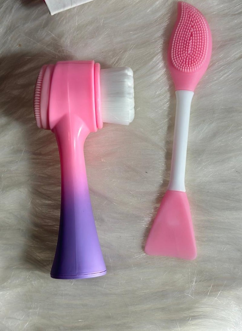 Generic maya accessories face Brush - Manual Facial Cleansing, 1Pcs Double Side Skin Care Facial Cleaning Brush,with Silicone Face Mask Brush And Mud Mask Applicator (2PCS) - Image 2