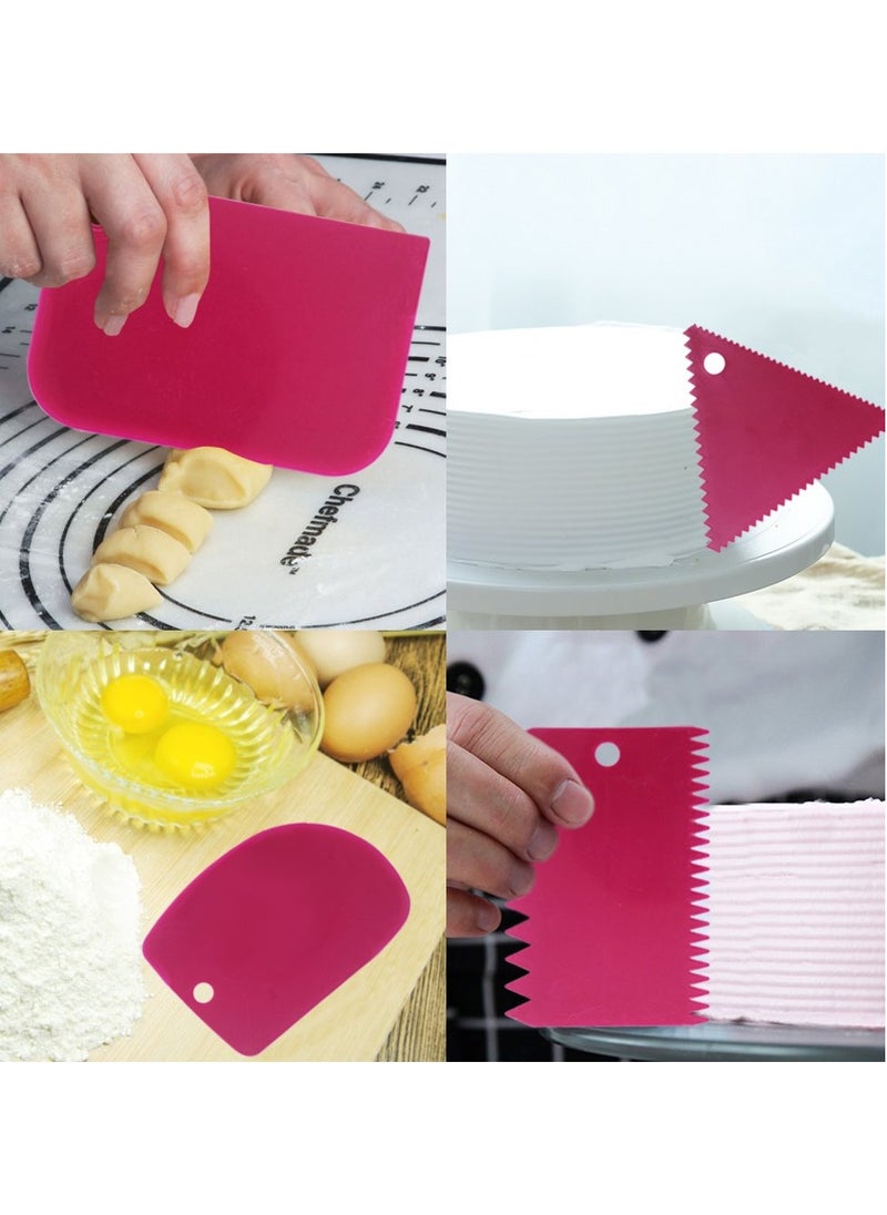 sokany 12 PCS Cake Scraper Set, Cake Smoothing Cutter, Cake Scraper Smoother Tool Set, Cake Icing Scrapper Cake Edge Decorating Tool (Pink/Orange)  - Image 4