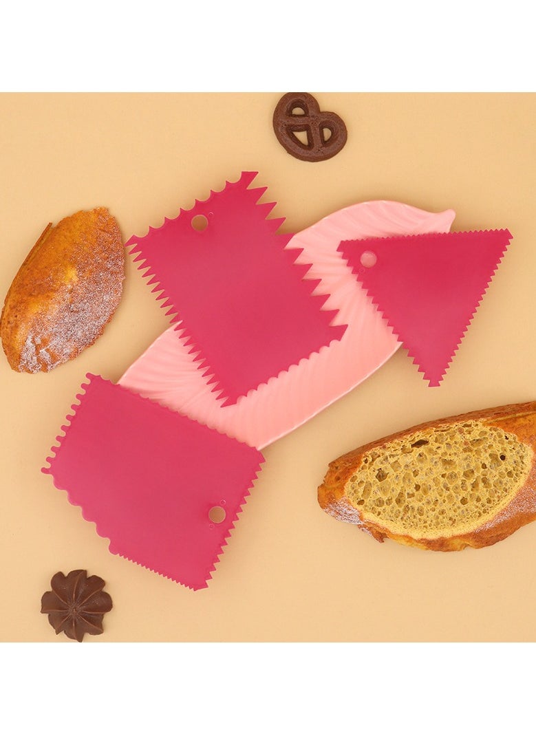 sokany - 12 PCS Cake Scraper Set, Cake Smoothing Cutter, Cake Scraper Smoother Tool Set, Cake Icing Scrapper Cake Edge Decorating Tool (Pink/Orange) - Image 1