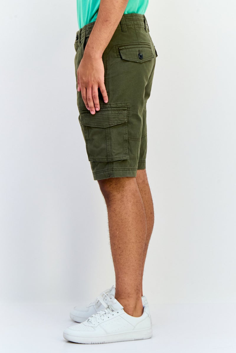 Threadbare Men Solid Cargo Shorts, Dark Olive - Image 2