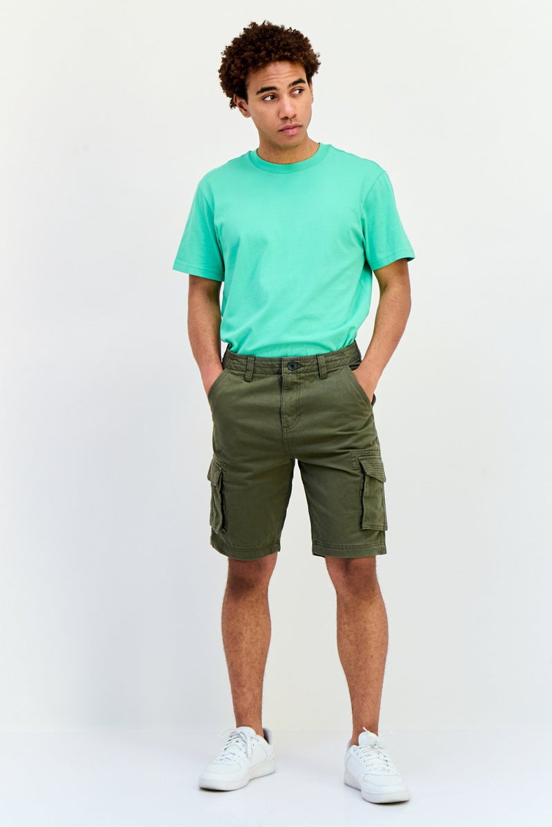Threadbare Men Solid Cargo Shorts, Dark Olive - Image 3