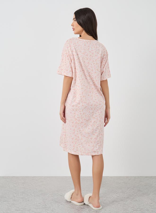 Take Two Take Two Ditsy Floral Print Short Sleeve Nightdress  - Image 4