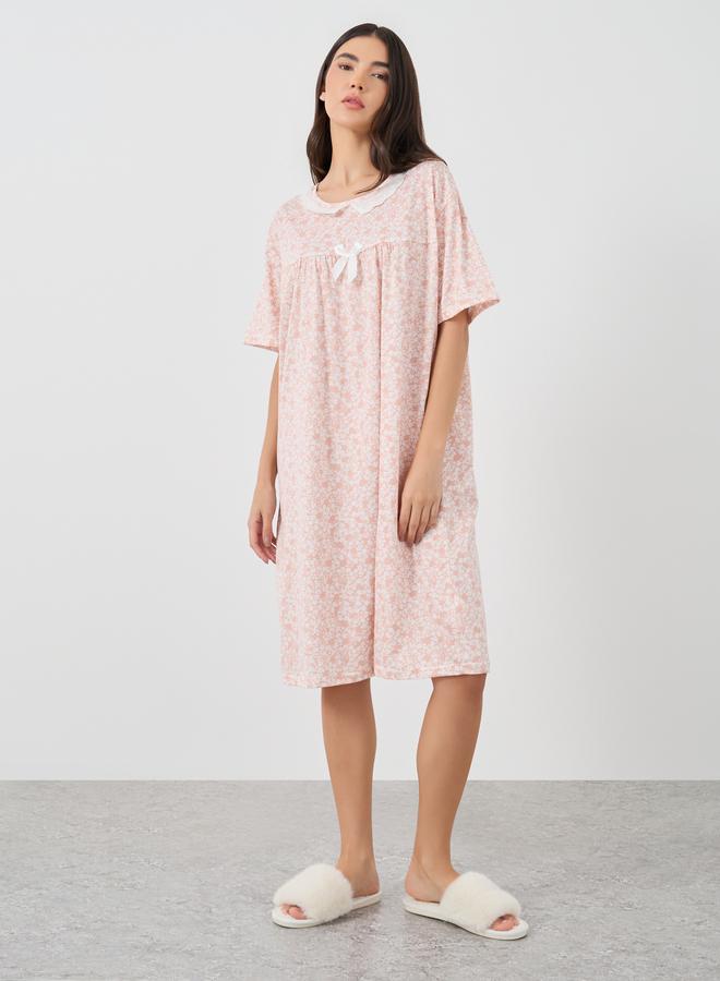 Take Two Take Two Ditsy Floral Print Short Sleeve Nightdress  - Image 2