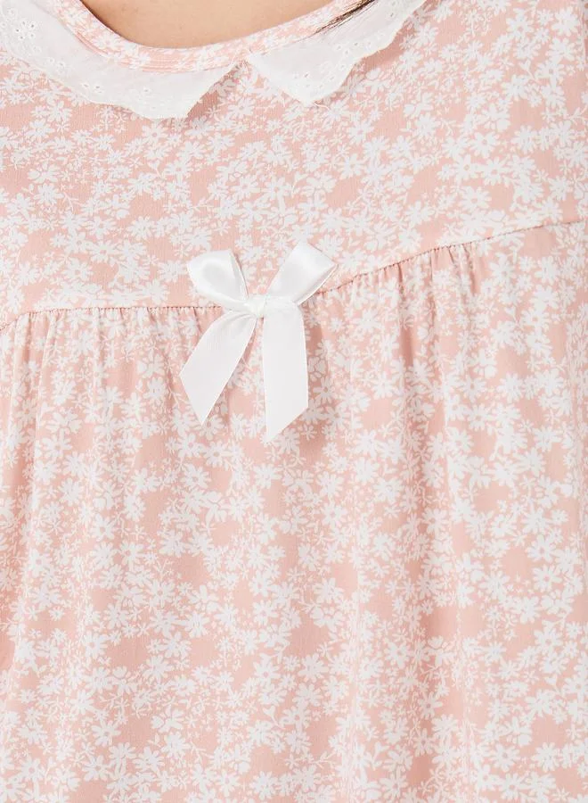 Take Two Take Two Ditsy Floral Print Short Sleeve Nightdress