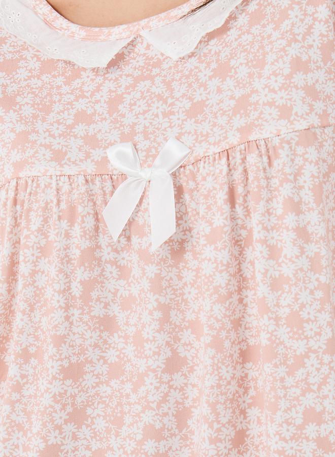 Take Two Take Two Ditsy Floral Print Short Sleeve Nightdress  - Image 3