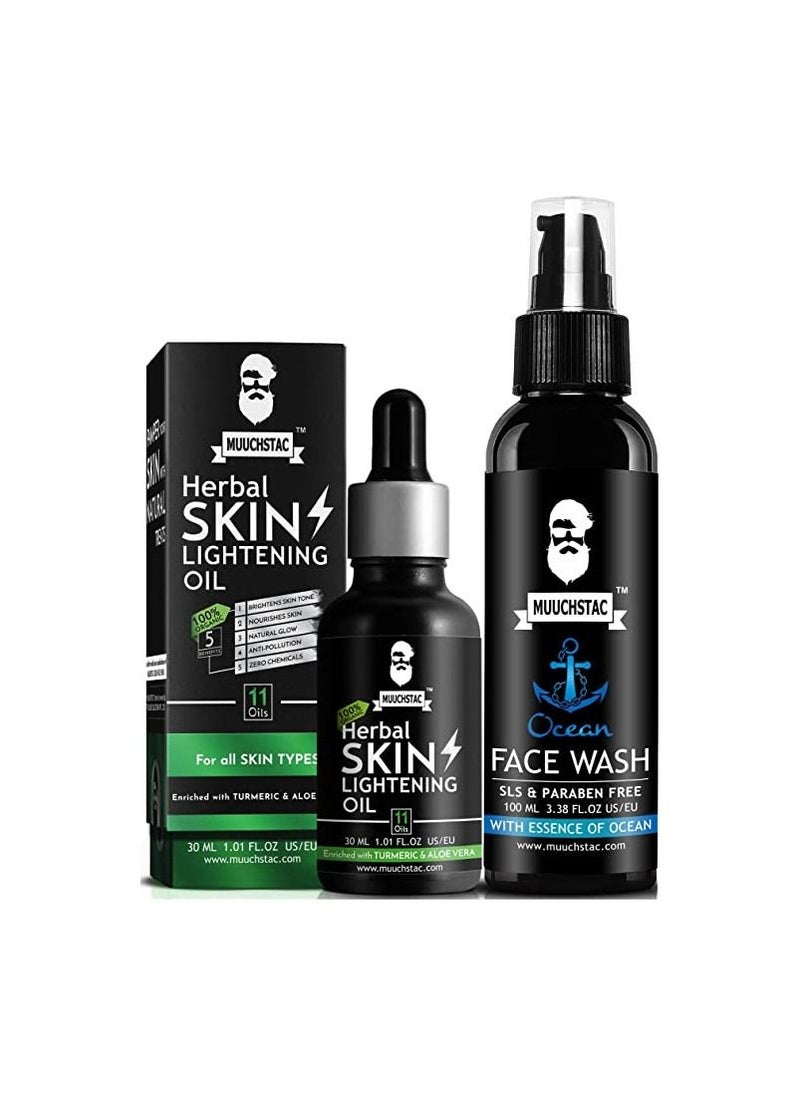 MUUCHSTAC Muuchstac Face Care Kit - Skin Lightening Oil, 30ml & Ocean Face Wash, 100 ml  - Image 1