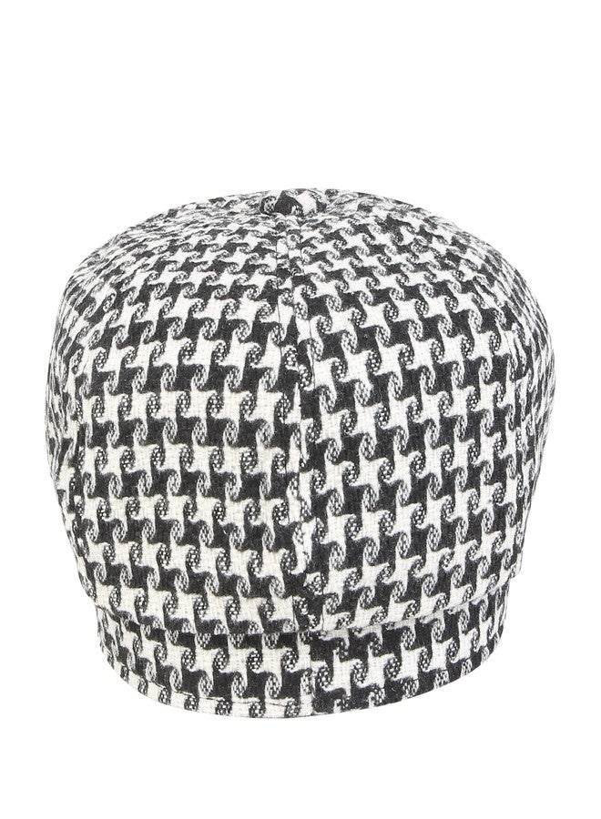iSWEVEN French Beret Cap All Season Unisex Artist Newsboy Hats, Ascot Cotton British Style Adjustable Women's Caps, WBC8105A (Black-White, Free Size) - Image 5