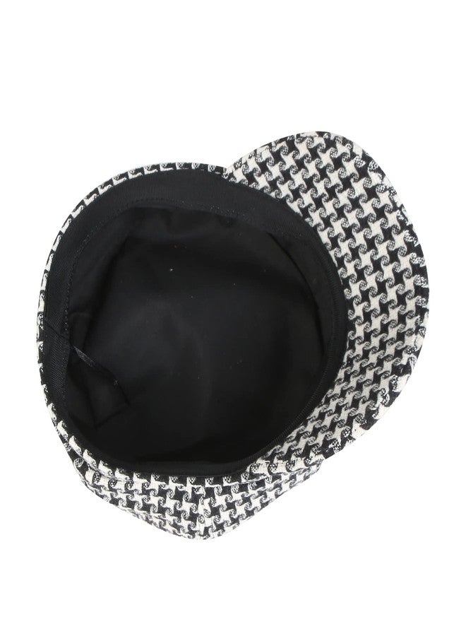 iSWEVEN French Beret Cap All Season Unisex Artist Newsboy Hats, Ascot Cotton British Style Adjustable Women's Caps, WBC8105A (Black-White, Free Size) - Image 4