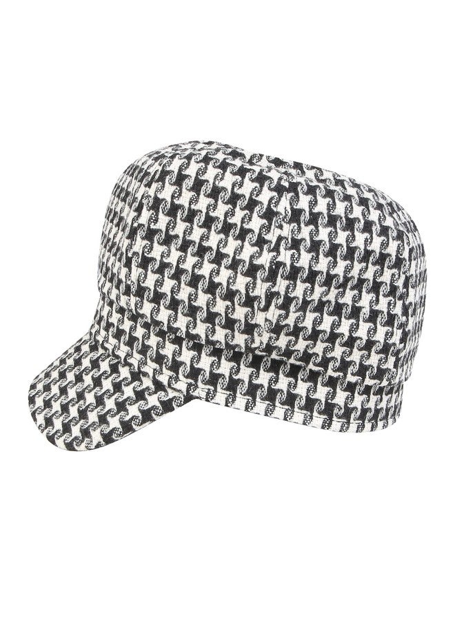 iSWEVEN French Beret Cap All Season Unisex Artist Newsboy Hats, Ascot Cotton British Style Adjustable Women's Caps, WBC8105A (Black-White, Free Size) - Image 2