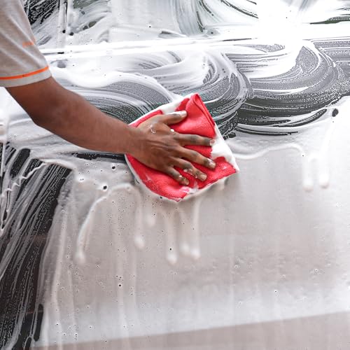 JOPASU Microfibre Cloth 320 GSM (Set of 3 Red) (40x40 cms) for Cleaning, Polishing, Washing, Detailing of Cars, Bikes, Kitchen & Home Appliances - Image 4