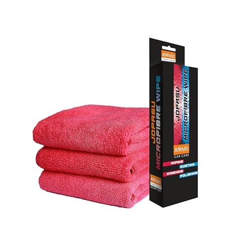 JOPASU Microfibre Cloth 320 GSM (Set of 3 Red) (40x40 cms) for Cleaning, Polishing, Washing, Detailing of Cars, Bikes, Kitchen & Home Appliances - Image 2