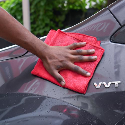 JOPASU Microfibre Cloth 320 GSM (Set of 3 Red) (40x40 cms) for Cleaning, Polishing, Washing, Detailing of Cars, Bikes, Kitchen & Home Appliances - Image 5