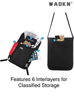 WAOKN Multi-functional Travel Neck Pouch Family Passport Holder Organizer Bag with Built-in RFID Blocking Technology for Personal Information Security  - Image 3