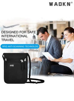WAOKN Multi-functional Travel Neck Pouch Family Passport Holder Organizer Bag with Built-in RFID Blocking Technology for Personal Information Security  - Image 5