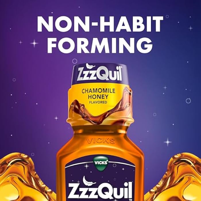 ZzzQuil ز ز ز كويل سائل مساعد على النوم، نوم مهدئ، ديفينهيدرامين 50 ملغ HCl، بنكهة عسل البابونج، سائل مساعد على النوم ليلاً، مساعدات النوم للبالغين، عبوتان، 24 أونصة سائلة - Image 5