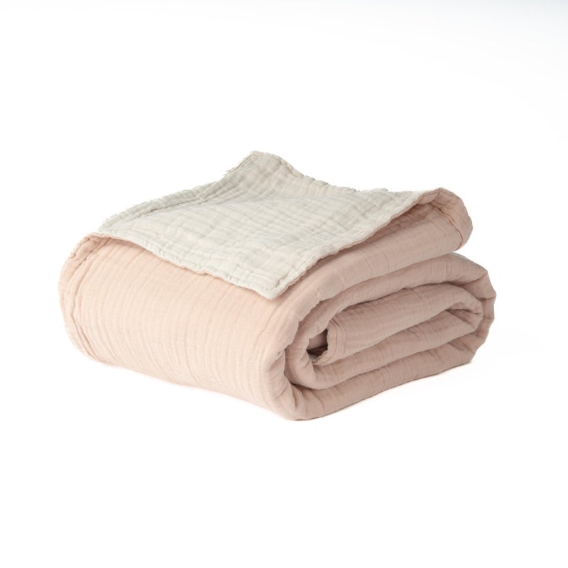Salt Earth 100 Cotton Muslin Throw Blanket 50X60 6 Layered Gauze Tassel Blanket Throw for Couch Bed Living Room Home Light Christmas Blanket and Throws for Christmas Gifts Rose DustMoonbeam - Image 2