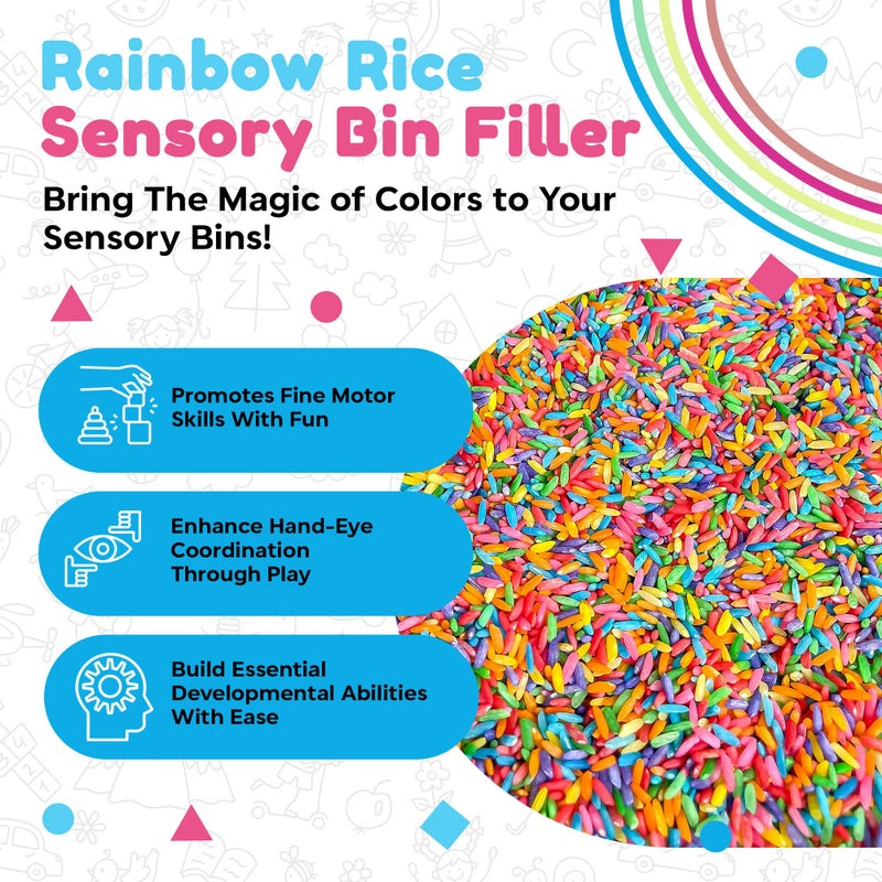 Sensory-N-Stuff Rainbow Rice Sensory Bin Filler for Sensory Table - Colored Rice for Sensory Play (4 Cups - 2LB) - Image 2