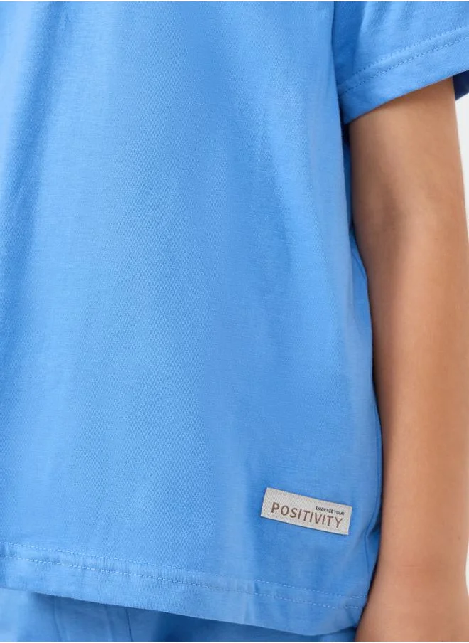 ستايلي Solid Round Neck T-Shirt & Shorts Set