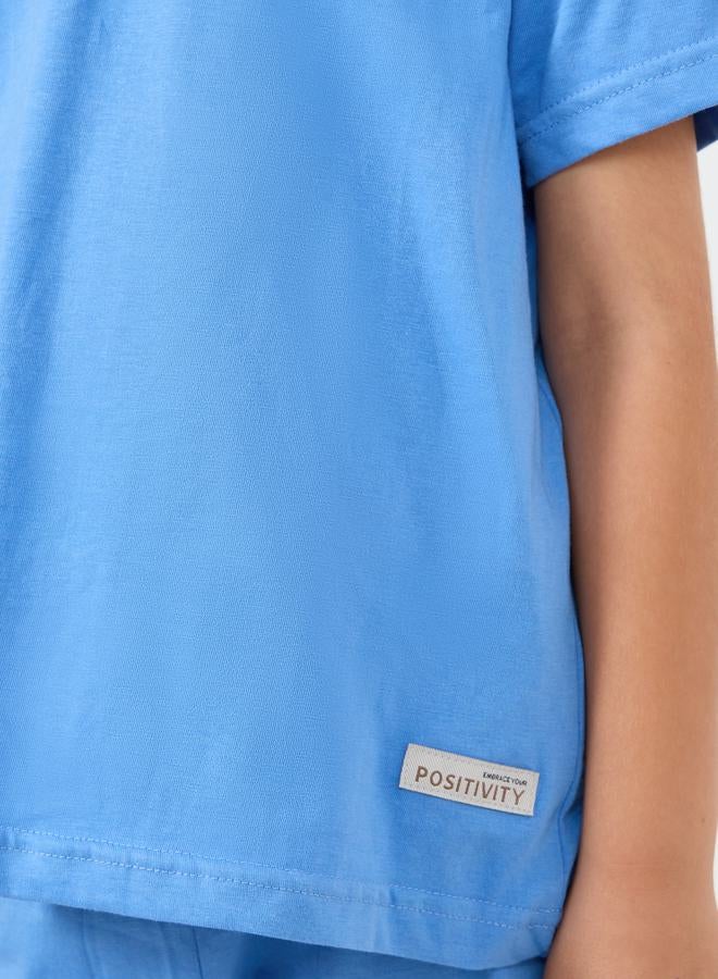 Styli Solid Round Neck T-Shirt & Shorts Set  - Image 3