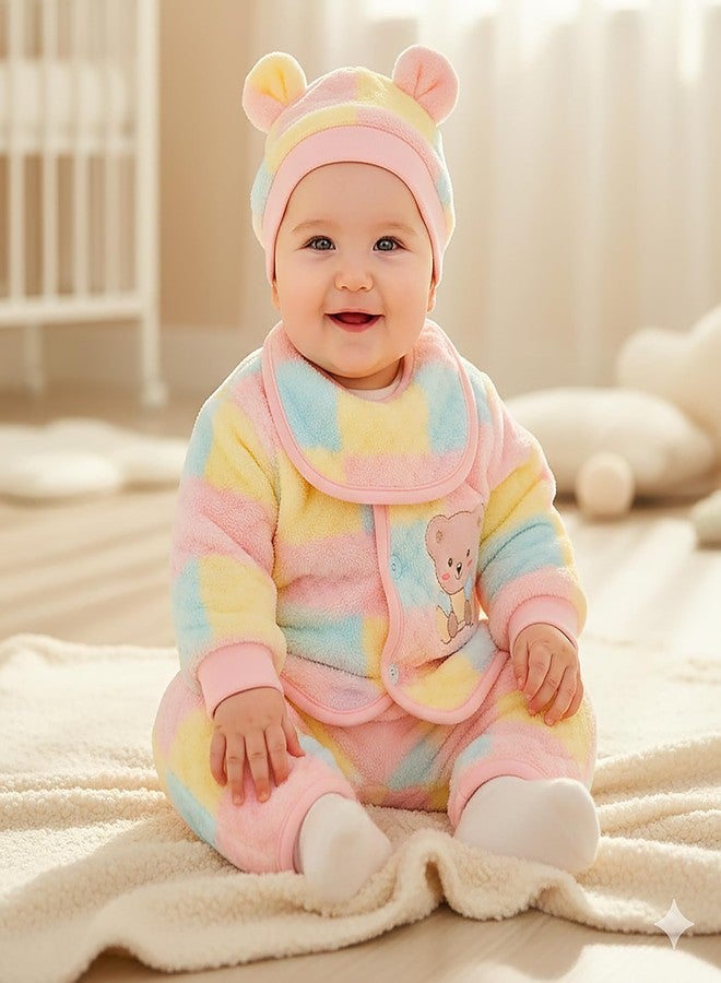 Billiondesigner New Born Baby Winter Wear Keep Warm Keep Warm Cartoon Printed Baby Clothes 5Pcs Sets Cotton Boys Girls Unisex Baby Fleece/Falalen or Flannel Suit Infant Clothes First Gift (0-3 Month) - Image 3