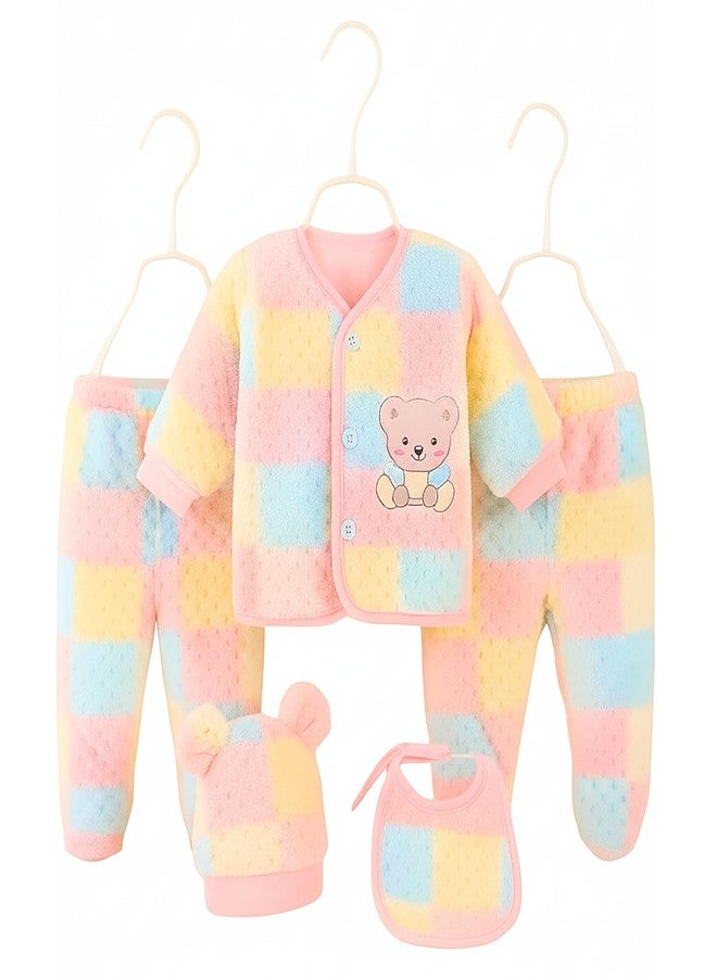 Billiondesigner New Born Baby Winter Wear Keep Warm Keep Warm Cartoon Printed Baby Clothes 5Pcs Sets Cotton Boys Girls Unisex Baby Fleece/Falalen or Flannel Suit Infant Clothes First Gift (0-3 Month) - Image 1