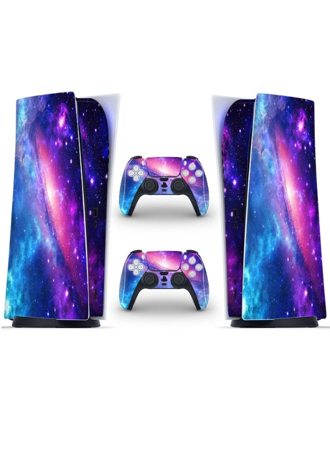 Decal Skin for PS5 Digital, Whole Body Vinyl Sticker Cover for Playstation 5 Console and Controller - Waterproof, No Bubble, Including 2 Controller Skins and Console Skin (Starry Sky, Multicolor）  - Image 1