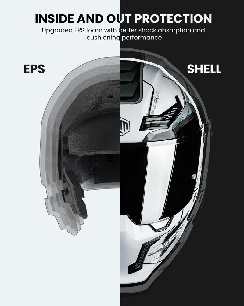 ILM Motorcycle Helmets for Adult Men Women Full Face DOT ECE Powersports Dual Visor Street Racing Helmet with Pinlock Cascos para Motos Model MF509 (Cyborg Gray, S) - Image 5