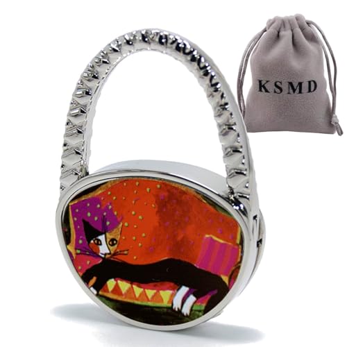 KSMD Animal Design Purse Hooks for Table and Bars,Portable Purse Hanger Organizers Hooks Handbag Holder Pocketbook Holder Bag Storage for Desk Bag Hook,Foldable Folding Table Hook Hanger (Lonely Cat) - Image 1