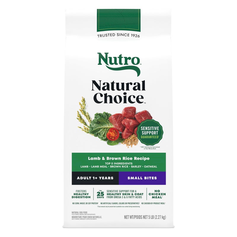 Nutro Natural Choice Small Bites Dry Dog Food, Adult Dog Food Dry Lamb & Brown Rice Recipe, 5 lbs. - Image 1