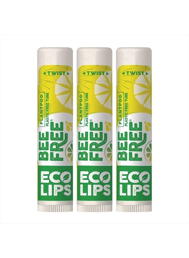 Eco Lips Vegan Lip Balm Lemon Lime Flavor 3 Pack - Natural Bee Free with Candelilla Wax, Organic Cocoa Butter & Coconut Oil Lip Care. Soothe & Moisturize Dry, Cracked and Chapped Lips - 100% Plastic-Free Plant - Image 1