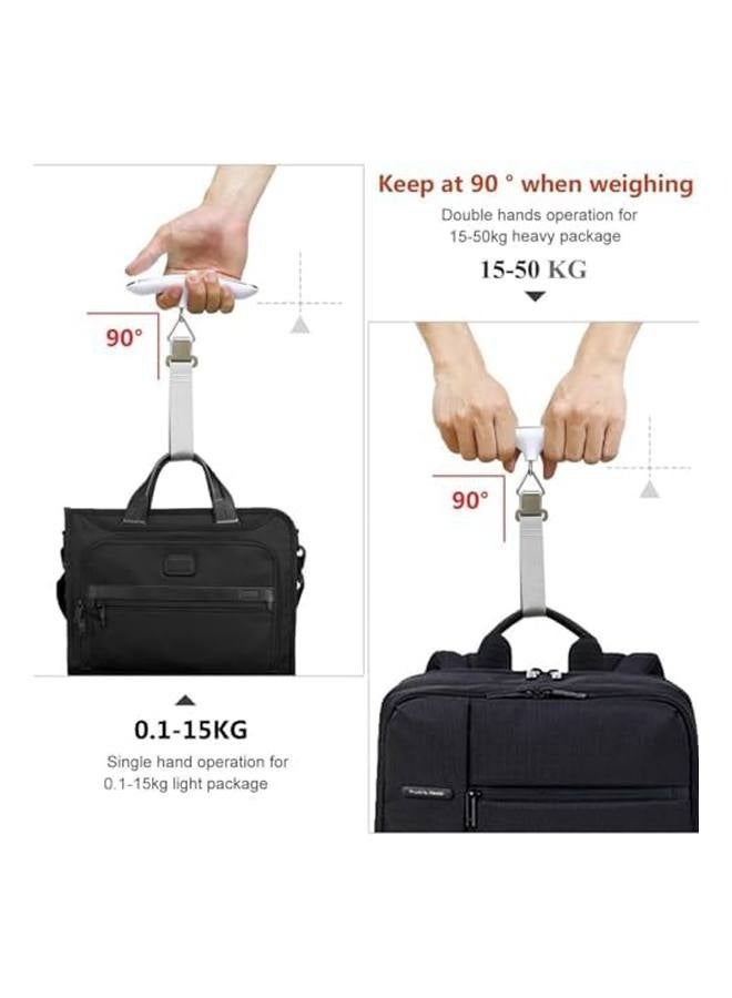 Digital Luggage Travel Scale with Overweight Warning Function, Portable Handheld Electronic Weighing Scale with Hook, 50kg and Backlit LCD Display Screen Design for Suitcase Baggage - Image 3