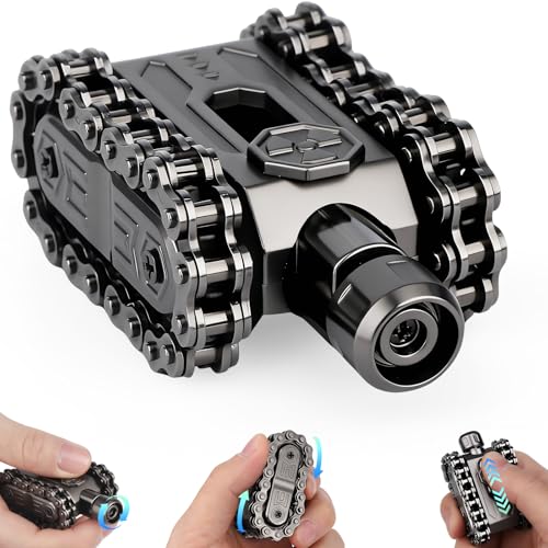 Dilabnba Cool Fidget Hand Roller Finger Slider Chain Spinner Toy Metal Fidget Clicker Sounds Tactile Feedback Sensory Toy for Stress Relief Focus Tool Mens Gadgets for Office Home Travel Black - Image 1