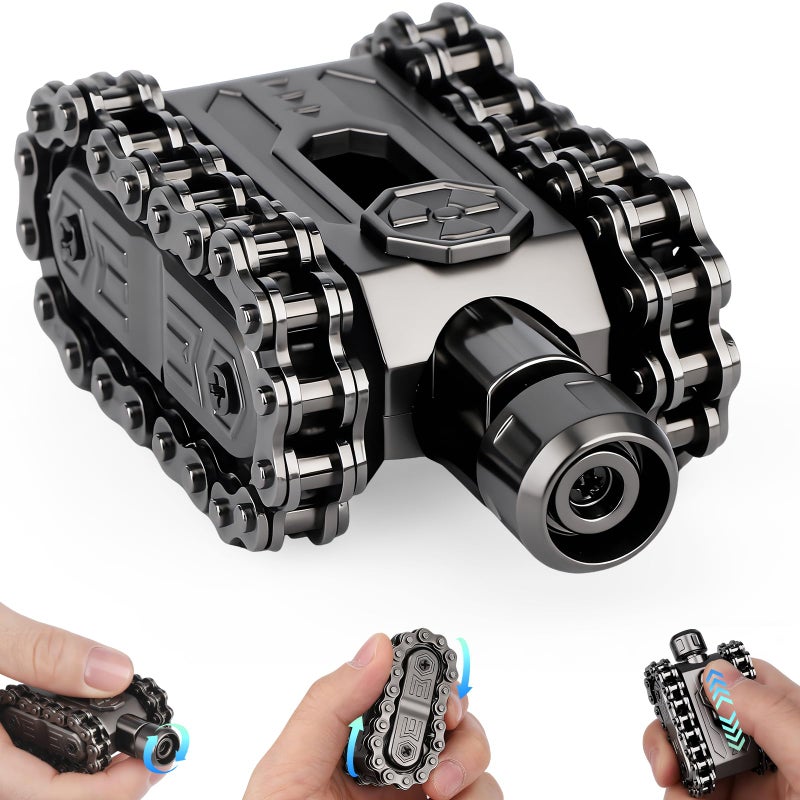Dilabnba Cool Fidget Hand Roller Finger Slider Chain Spinner Toy Metal Fidget Clicker Sounds Tactile Feedback Sensory Toy for Stress Relief Focus Tool Mens Gadgets for Office Home Travel Black - Image 3