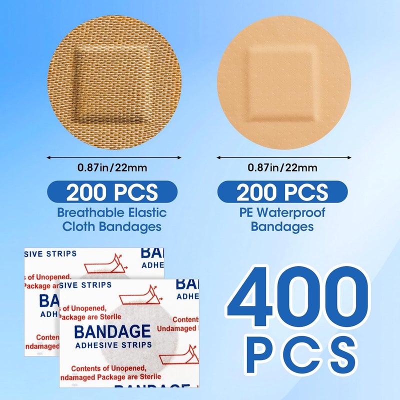 400PCS Round Bandages - Fabric & Waterproof Adhesive Bandages for Wound Care - Image 2
