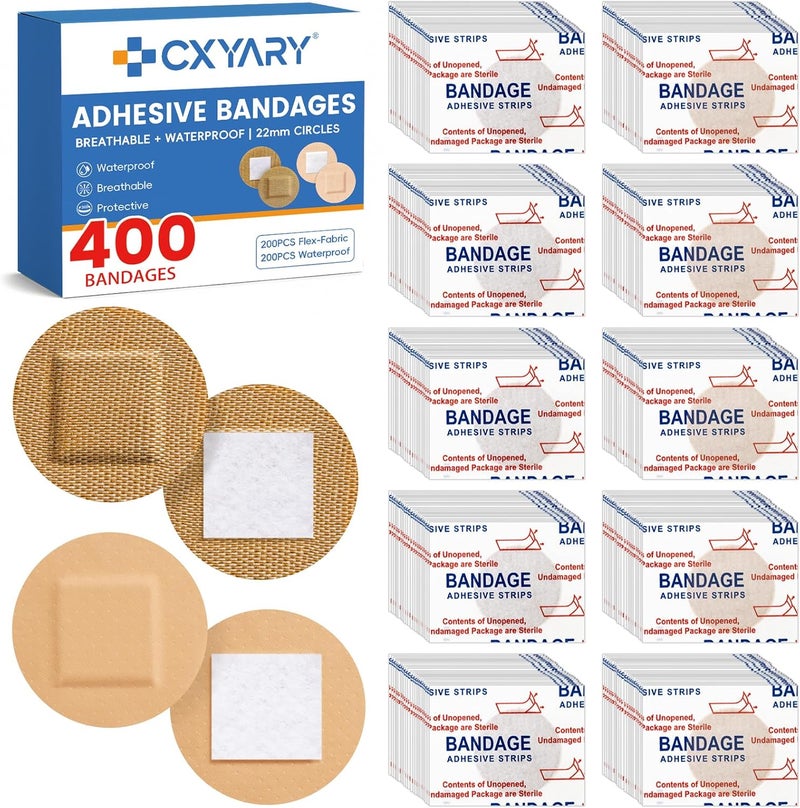 400PCS Round Bandages - Fabric & Waterproof Adhesive Bandages for Wound Care - Image 1