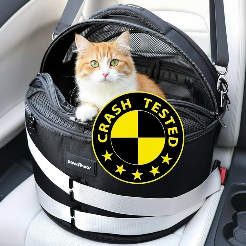 PawsInCar CrashTested 3in1 Portable Small Dog Car Seat Cat Bed Pet Carrier CPS Certified for Crash Protection Safe Travel - Image 2