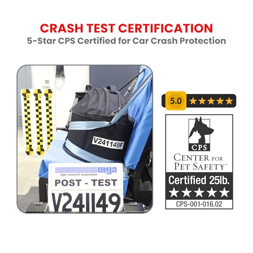 PawsInCar CrashTested 3in1 Portable Small Dog Car Seat Cat Bed Pet Carrier CPS Certified for Crash Protection Safe Travel - Image 3