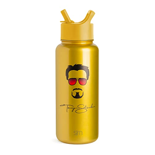 Simple Modern Officially Licensed Disney Marvel Iron Man Water Bottle with Straw Lid Vacuum Insulated Stainless Steel Metal Thermos Reusable Leak Proof Flask for Gym Summit Collection 32oz - Image 1