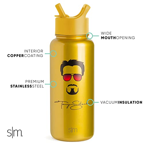 Simple Modern Officially Licensed Disney Marvel Iron Man Water Bottle with Straw Lid Vacuum Insulated Stainless Steel Metal Thermos Reusable Leak Proof Flask for Gym Summit Collection 32oz - Image 3