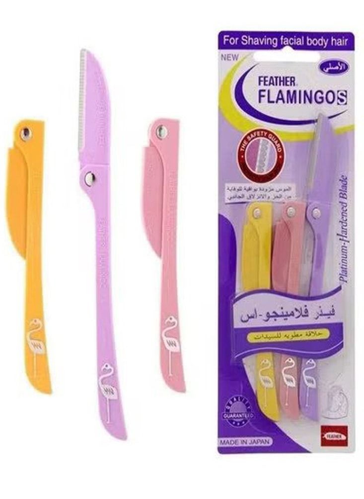 Feather-Flamingo Pack of 5 Facial Touch-up Stainless Steel Safe Razor  - Image 2