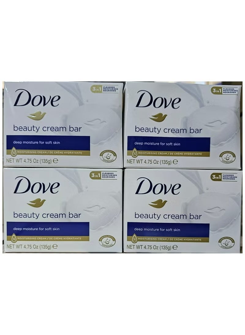 Dove Beauty Cream Bar Soap White 135g Pack of 4