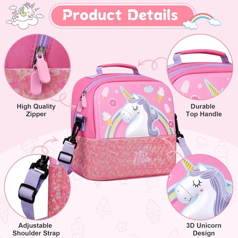 Elipark Kids Lunch Bag, Durable Insulated Lunch Bag for Girls 3+, Holds Lunch Box, Water Bottle, & Snacks, Reusable Bento Bag With Adjustable Shoulder Strap for School Picnic & Travel (Unicorn) - Image 4