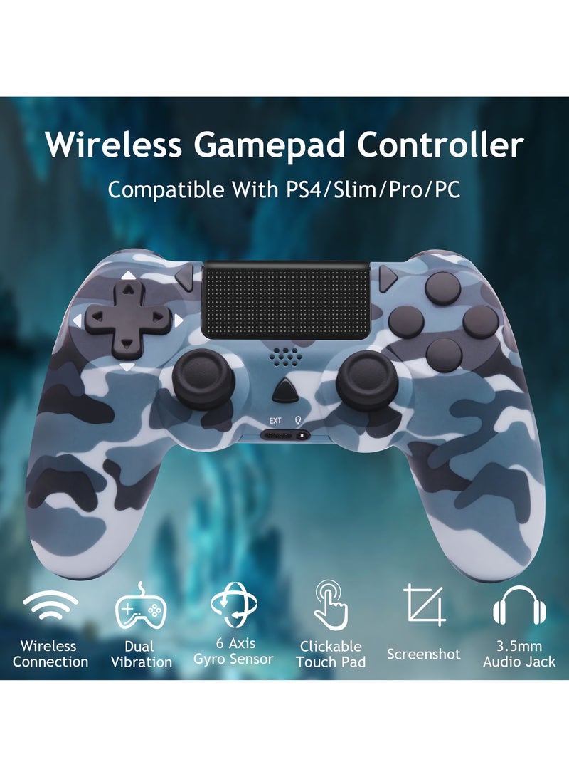 Wireless Controller for Computer Games with Dual Vibration, DualShock Wireless Controller for PS4, Clickable Touchpad and Anti-Slip, Camo Blue - Image 2
