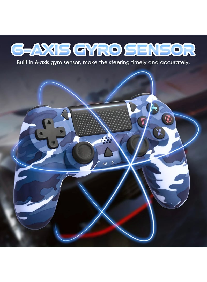 Wireless Controller for Computer Games with Dual Vibration, DualShock Wireless Controller for PS4, Clickable Touchpad and Anti-Slip, Camo Blue - Image 3