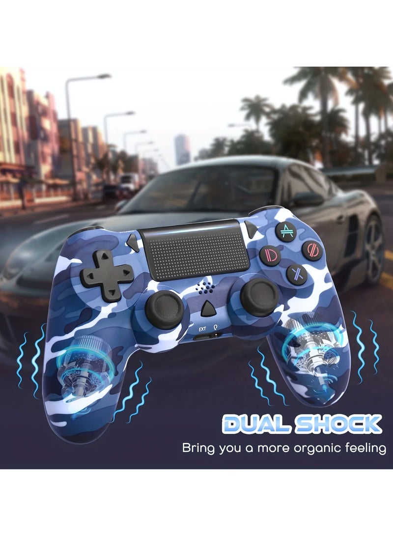 Wireless Controller for Computer Games with Dual Vibration, DualShock Wireless Controller for PS4, Clickable Touchpad and Anti-Slip, Camo Blue - Image 4
