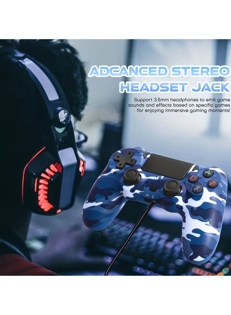 Wireless Controller for Computer Games with Dual Vibration, DualShock Wireless Controller for PS4, Clickable Touchpad and Anti-Slip, Camo Blue - Image 5