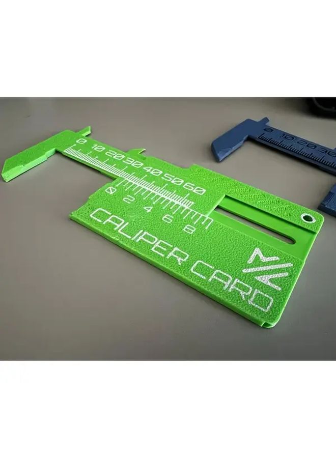 Blue 3D Printed Vernier Caliper Card Keychain Mini Ruler With Detailed Scale Durable Plastic Construction Precision Measurement For Engineering And Crafting - Image 5