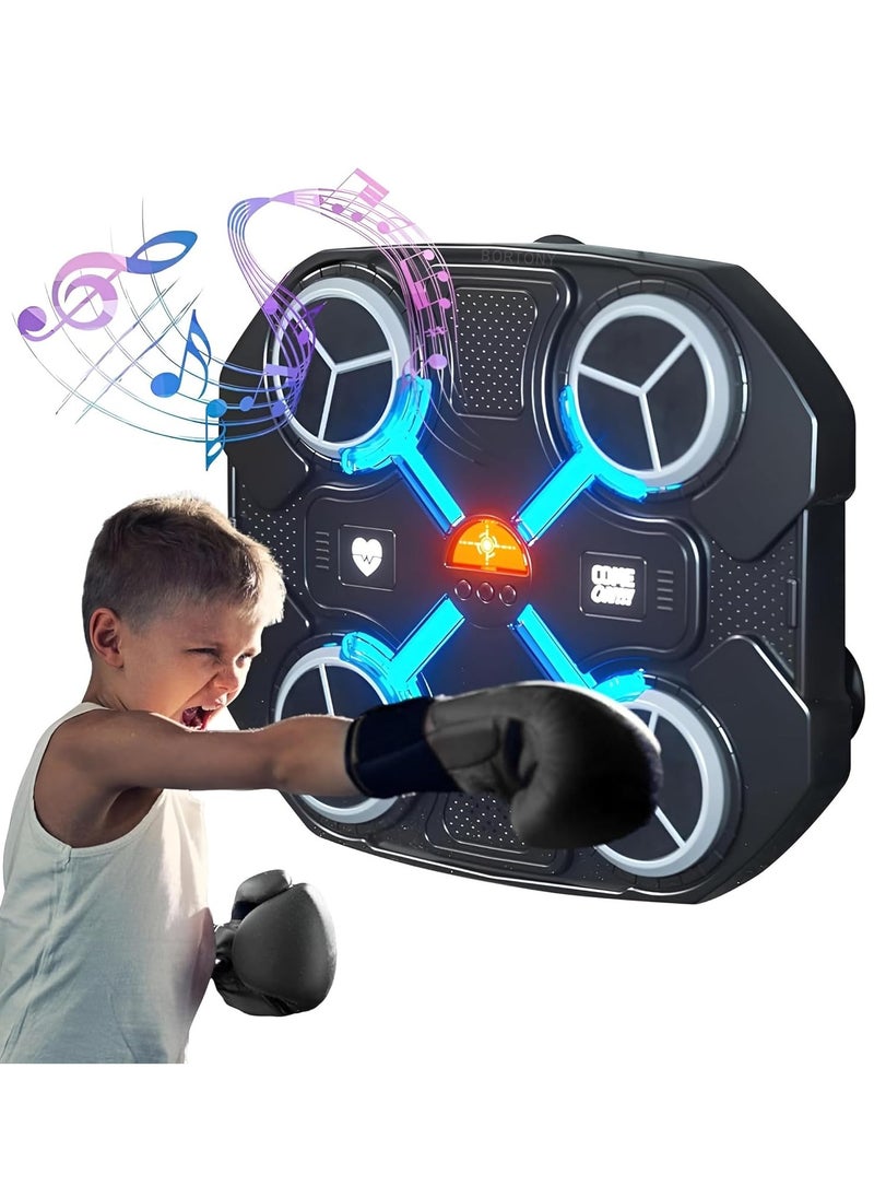 BORTONY Music Boxing Machine for Kids, Boxing Equipment Wall Mounted Boxing Game with Gloves Smart Bluetooth Boxing Training Punching Equipment Intelligent Boxing Target Machine  - Image 1