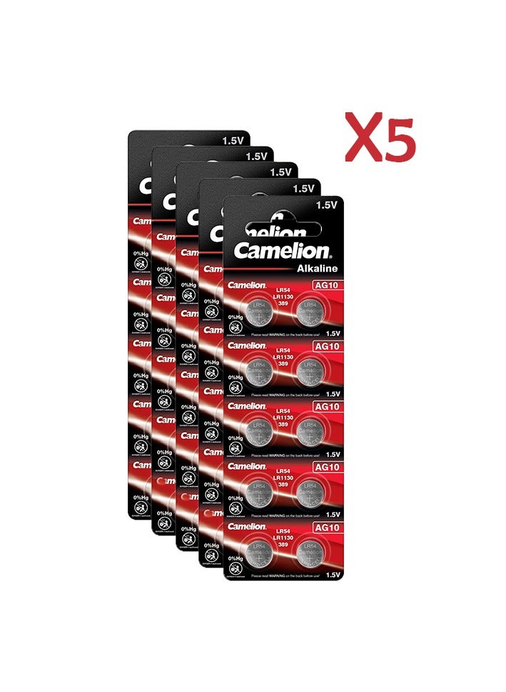 سعر ومواصفات Camelion بطاريات خلوية قلوية من كامليان Ag10 عبوة 10 ×5 (ZF95F73E4386EFB5670BCZ) على Noon EG