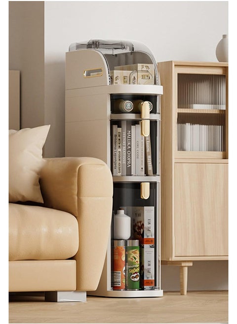 Slit Floor Storage Cabinet Narrow Slim Cart Organizer with Clear Drawers and Casters